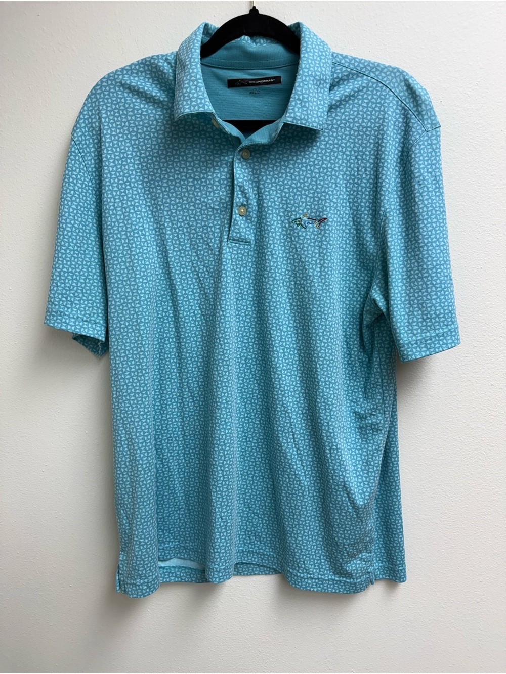 Greg Norman Collection Light Blue Patterned Polo Shirt